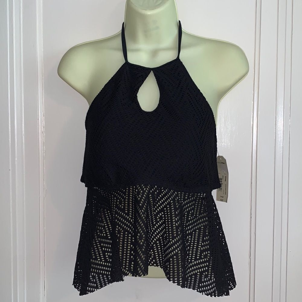 NWT Arizona Jeans Co‎ black tankini swimsuit top